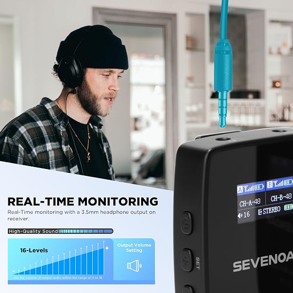 SEVENOAK K7 UHF WIRELESS LAVALIER MICROPHONE SYSTEM FOR CAMERAS DSLR SMARTPHONE, 48-CHANNEL,164FT RANGE,COMPACT CLIP-ON LAPEL MICROPHONES FOR VIDEO RECODING YOUTUBE LIVE STREAMING INTERVIEW
