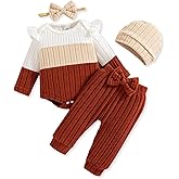Mioglrie Newborn Baby Girl Clothes Infant Fall Outfits Color Block Pants Set Baby Clothes for Girls 0 3 6 9 12 18 Months