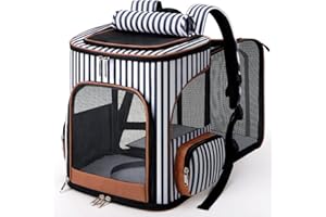 Lekereise Cat Backpack Expandable Pet Carrier Backpack for Small Cats and Dogs, Foldable Dog Carrier Backpack with Inner Safe