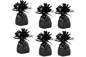 Chochkees Black Metallic Balloon Weights, 6-Pack Birthday Party Favors, 5.5" Inches,