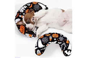 BABORUI Dog Pillow for Small Dogs, U Shaped Dog Neck Calming Pillow for Joint Relief Sleeping Improve, Machine Washable Pet Pillow for Dogs & Cats(Halloween)