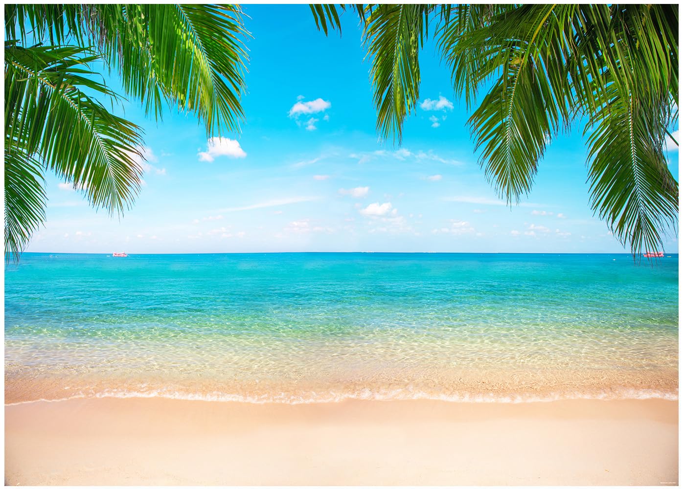 Photo 1 of Ladvis Beach Ocean Backdrop, Hawaii Tropical Background Summer Photography Picture Luau Theme Party Decorations, Outdoor Indoor Aloha Birthday Decor Banner Photo Studio Photoshoot Props 95.6"x70.8"