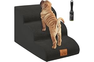 Aliphon Dog Stairs for Small Dog, 3 Tiers Foam Dog Steps, Non-Slip Pet Stairs, Extra Wide Dog Steps, High Density Foam Dog Ramps Friendly to Large Dogs and Cats or Pets Injured (Black)…