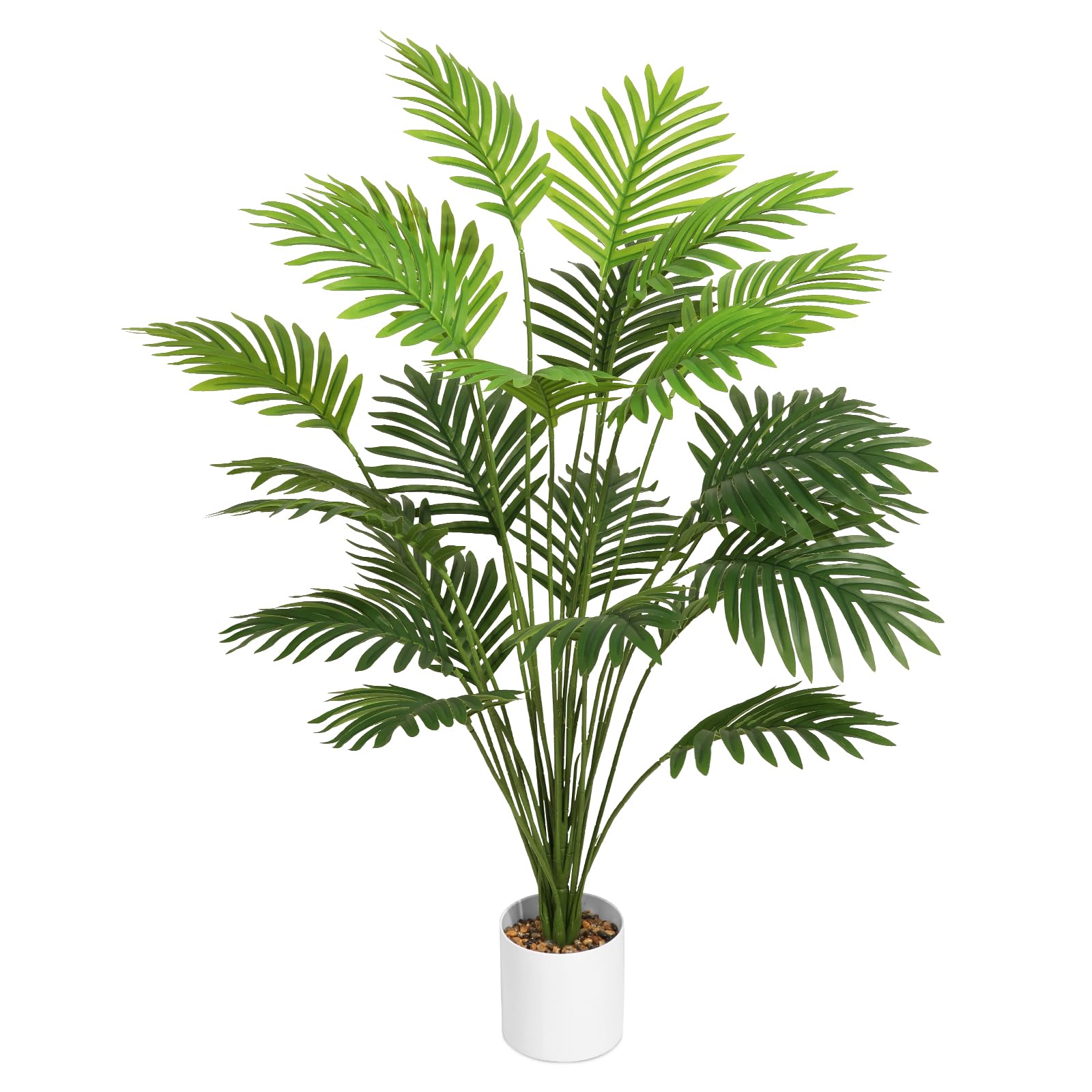 Tuocal 28" Artificial Plant Areca Palm Tree Fake Palm Tree in Pot Tall Faux Plant for Outdoor Indoor Home Garden Office Decoration