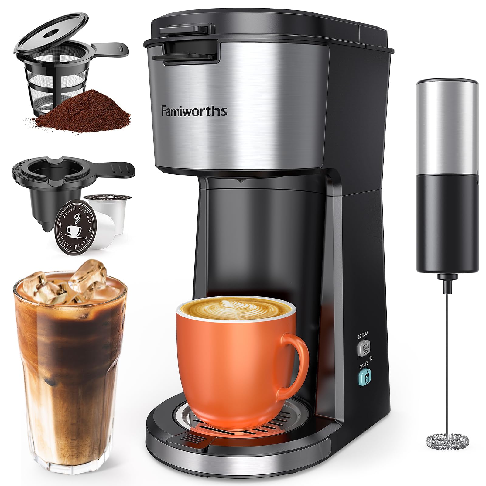 Mua Famiworths Iced Coffee Maker with Milk Frother, Hot and Cold Single
