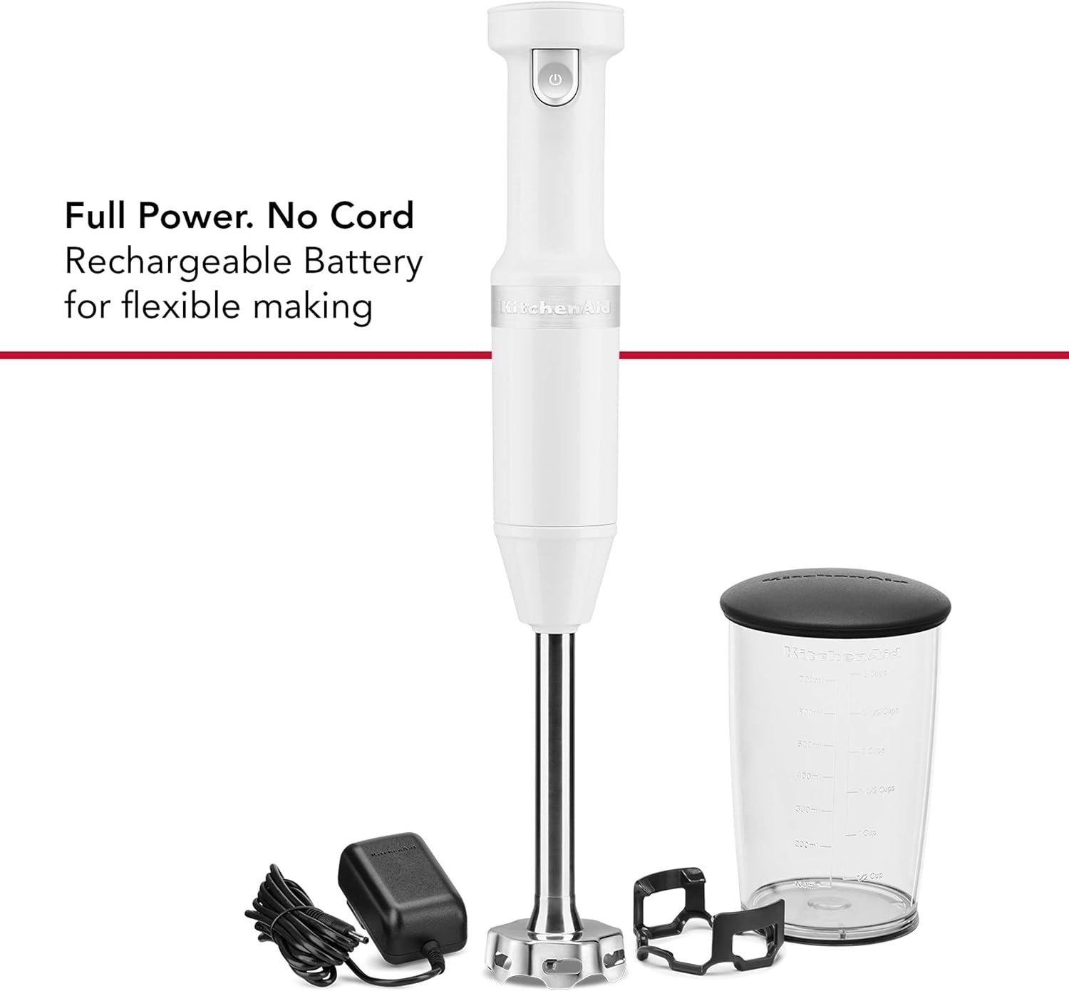 KitchenAid KHBBV53WH Cordless Hand Blender, 8 inch, White: Kitchen & Dining