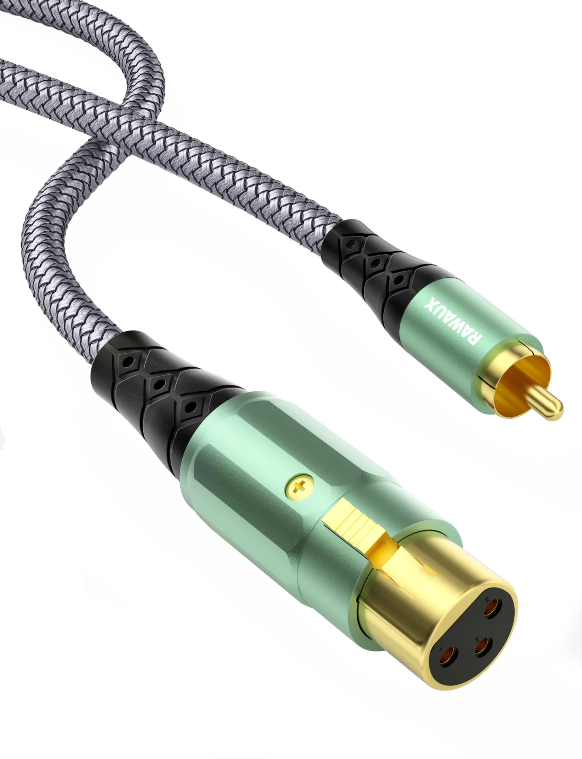 RAWAUX RCA to XLR Cable 3M, Unbalanced Microphone Cable RCA Male to XLR Female 3 Pin Hifi Stereo Audio Cord Nylon Braided for CD Player, Speaker, Condenser, Mic Mixer, Amplifier