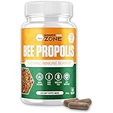 HONEYBEEZONE-Bee Propolis Capsules – 100% Natural Energy and Immune Support Supplement | Non-GMO, Gluten-Free, 60 Easy-to-Swallow Veggie Capsules