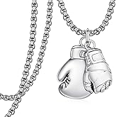 Zaruiqun Boxing Gloves Necklace 925 Sterling Silver Hand Wrap Necklace Boxing Punk Gifts for Men