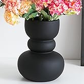 Tenforie Black Ceramic Vase, Modern Dried Flower Vase, Matte Black Pampas Flower Vases, Boho Home Decor for Centerpiece Wedding Dinner Table Party Living Room Office Bedroom, Housewarming Gift