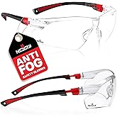NoCry Clear Safety Glasses for Men and Women with Anti-Fog and Scratch Resistant Wrap Around Lenses, Adjustable Temples and Nose Pads — ANSI Z87 Certified Protective Eyewear with 100% UV Shielding