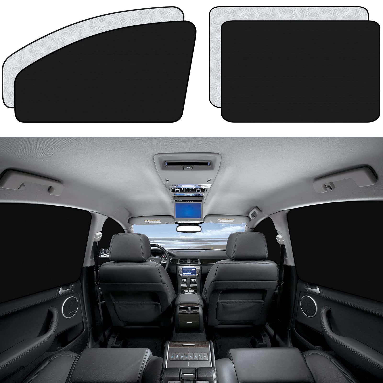 Photo 1 of ZATOOTO Car Window Sun Shades Covers - 4 Pcs Magnetic Privacy Side Sunshades Blackout Auto Camping Curtains Accessories for Sleeping Family and Women Men Kids Baby