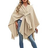 ELLEVEN Womens Elegant Wool Pashmina Shawl Wrap – Cozy Open Front Poncho Scarf, Soft Cardigan Cape Fashion Blanket Spring