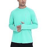 Roadbox UPF 50+ Mens Swim Shirts, Long Sleeve Sun Protection Fishing Rash Guard, Quick Dry UV Hiking Shirt with Thumbhole