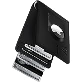 Kings Loot Trackable Airtag Wallet for Men | RFID Blocking Leather Design with Airtag Holder, Money Clip & Pull Tab | Minimalist Air Tag Wallets (Black)