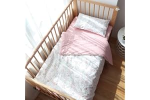 Emenpy 100% Cotton Crib Bedding Set for Infant Boys Girls,3 Pcs Baby Bed Linen Include Duvet Cover,Fitted Sheet,Pillowcase,Nu
