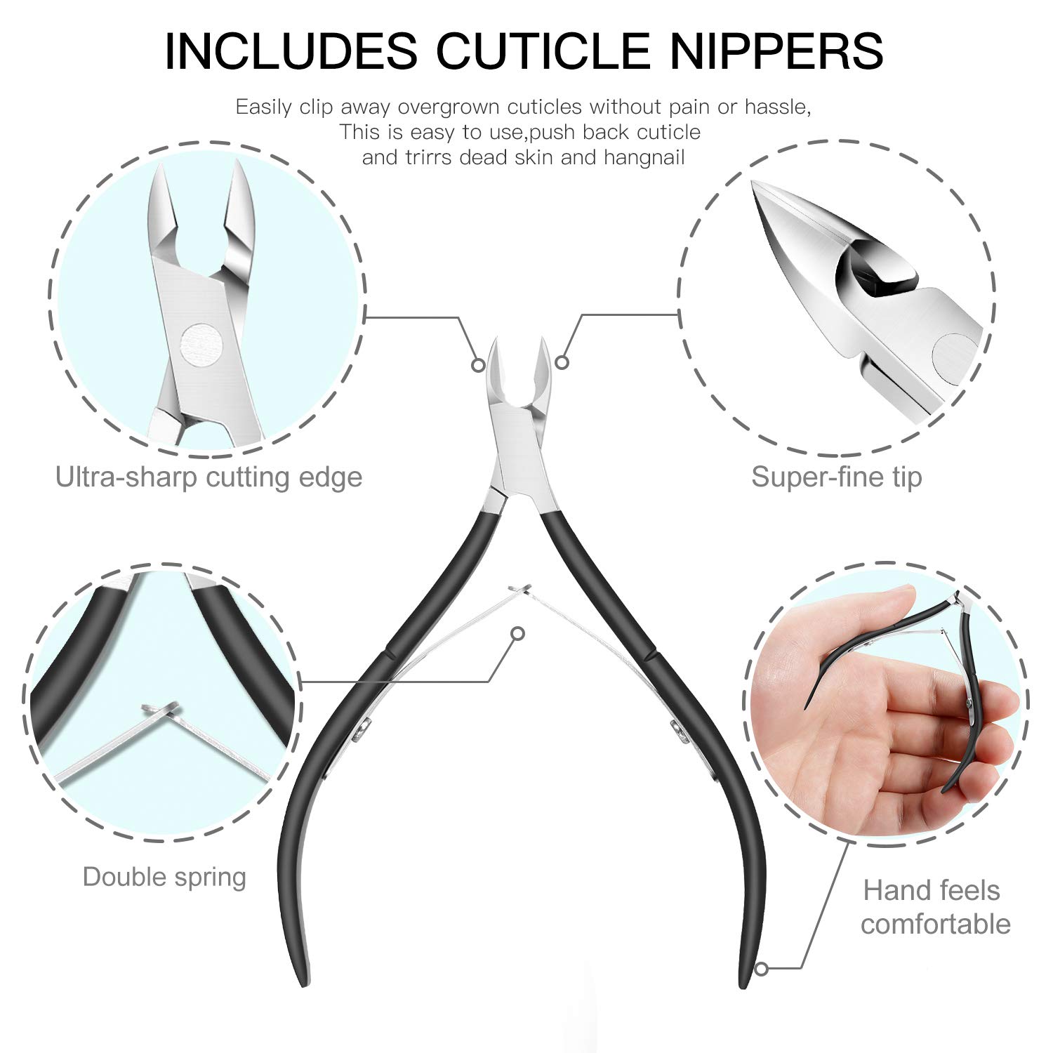 Cuticle Trimmer with Cuticle Pusher, Cuticle Cutter Cuticle Nipper, Premium Stainless Steel Cuticle Remover,Durable Professional Manicure and Pedicure: Beauty
