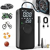 TECBOT Tire Inflator Portable Air Compressor,Auto Air Pump for Car Tires,150PSI Portable Tire Air Compressor for Car Motorcycle Bicycle Balls,with LED Lights,Built-in Inflatable Tube.