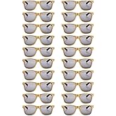 QYVEWY 20 Pairs Bulk Sunglasses for Adult Retro 70s 90s Cheap Glasses (Gold)