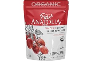 BOYRAZ PURE ANATOLIA Sun Dried Organic Tomatoes Halves Cut by Pure Anatolia (Resealable Portion Control Packs, Non-GMO, Gluten-Free, Vegan, Unsulfured, Nutrient-Rich, No Preservatives, Pack of 1)