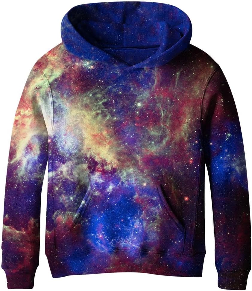 Euro Sky Boys Girls Kids Blue Galaxy Pockets Fleece Sweatshirts Hoodies