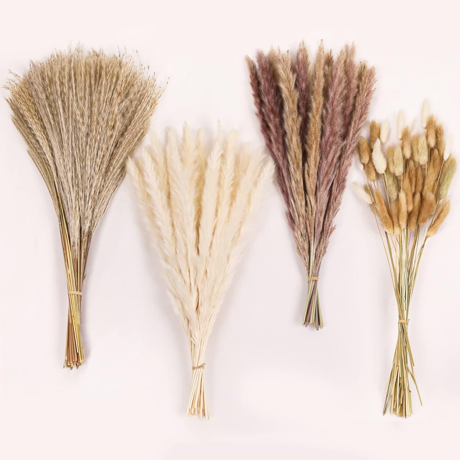 Dried & Preserved Flora - Dried Pampas Grass, 110 PCS Pampas Grass Fall Decor Dried Flowers Bouquet for Wedding Boho Flowers Home Table Decor, Rustic Farmhouse Party White & Natural Reed Grass, Bunny Tails Grass
