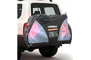 Favoto Bike Cover for Transport on Rack - for 1-2 Bikes Waterproof Bicycle Cover on Hitch Travel 600D Oxford Heavy Duty Outdoor Storage Visible Tail Lights Sun Rain Dust Protection