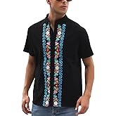 Mexican Shirts for Men Authentic Guayabera Embroidered Dress Up Fiesta Traditional Style Cinco De Mayo Button Up Shirt