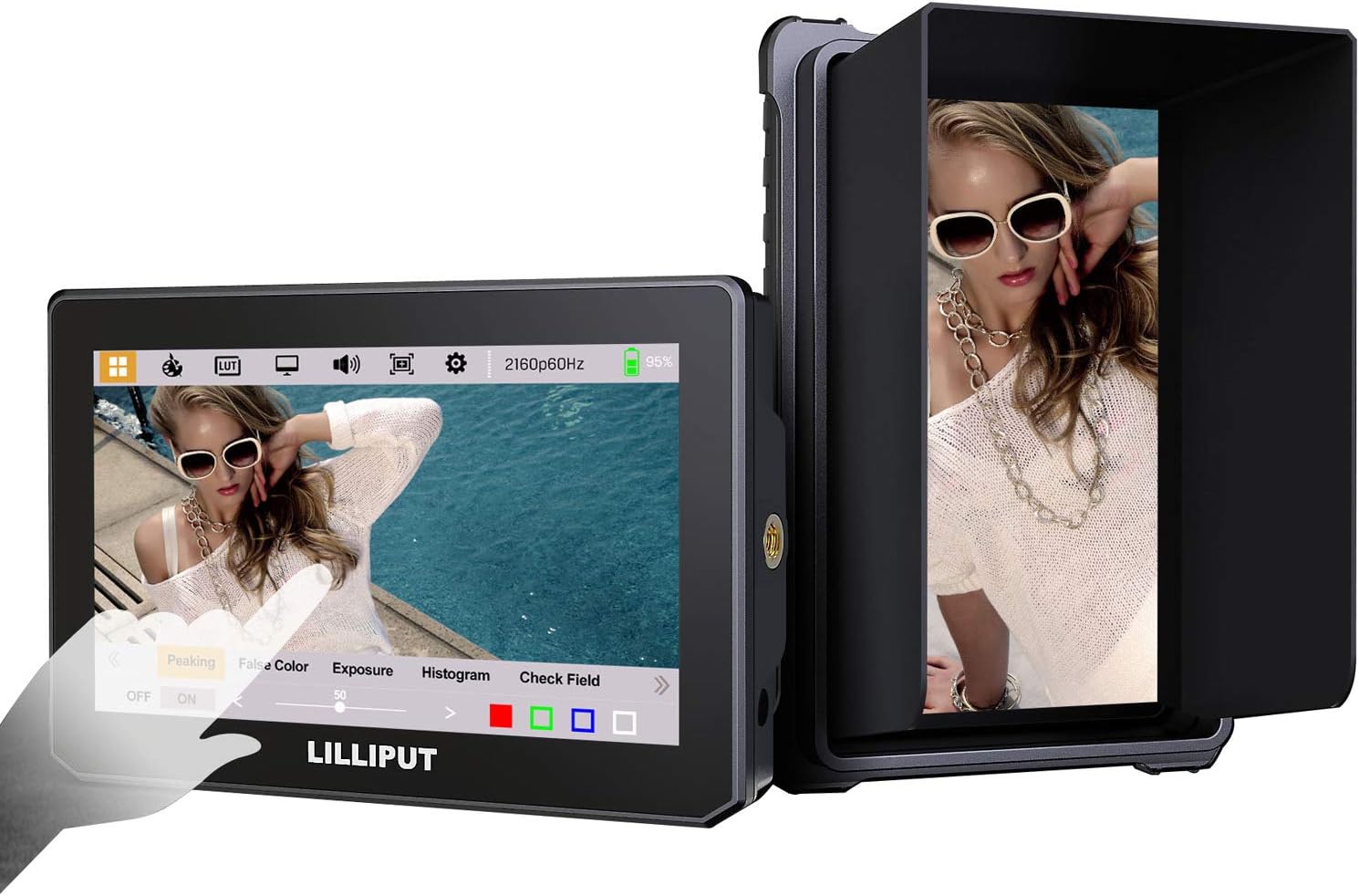 Lilliput 5 inch T5 Touch 1920x1080 4K HDMI 2.0 60P On Camera Field Monitor HDR 3D-LUT Compatible with A7S III BMPCC 4K/6K R5 R6 GH5S Camera ((No battery