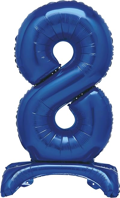 Unique Blue Standing Number 8 Foil Balloon 30 inch Packaged