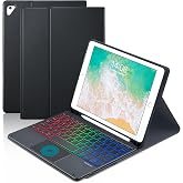 Touchpad Keyboard Case for iPad 6th 2018/5th Generation 2017 9.7 inch | 7-Color Backlight Type-C Charging Keyboard with Pencil Holder Cover Fit iPad Air 2/Pro 9.7 (Black)