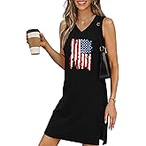 NEWWEN 4th of July Dresses for Women American Flag Sleeveless Tank Dress USA Patriotic Stars Stripes Dress Summer Sundress
