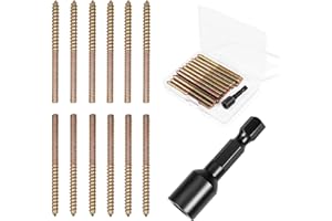 MROMAX 20Pcs 1/4-20 x 3 Hanger Bolts, 1/4-20" Double Headed Bolt, 1/4 Wood Dowel Screws, Self-Tapping Screw, Threaded Rod Screws, Accessories for Wood Furniture Joint with Driver