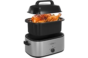 RoyalCraft 24-Quart Electric Roaster Oven with Visible Self-Basting Lid, Turkey Roaster Oven with Removable Pan and Rack, Per