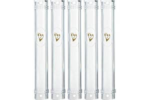 SUPER STAM MEZUZAH CASE Holder (shidell) בית מזוזה Plastic Semiround Silver shin Waterproof Rubber Cork lot of 5 (Clear with Gold SHIN, 12)