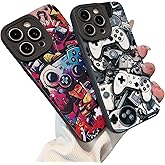 ECOLYF 2 Pack Designer Gamer Phone Case for iPhone 16, Soft TPU Full Protection, Slim Fit and Nice Touch Feel, Ideal for Kids Boys Men