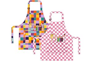 BeeGreen Kids Cooking Aprons w Adjustable Strap Kitchen Aprons w Front Pocket for Kids Toddler Painting Baking Artist