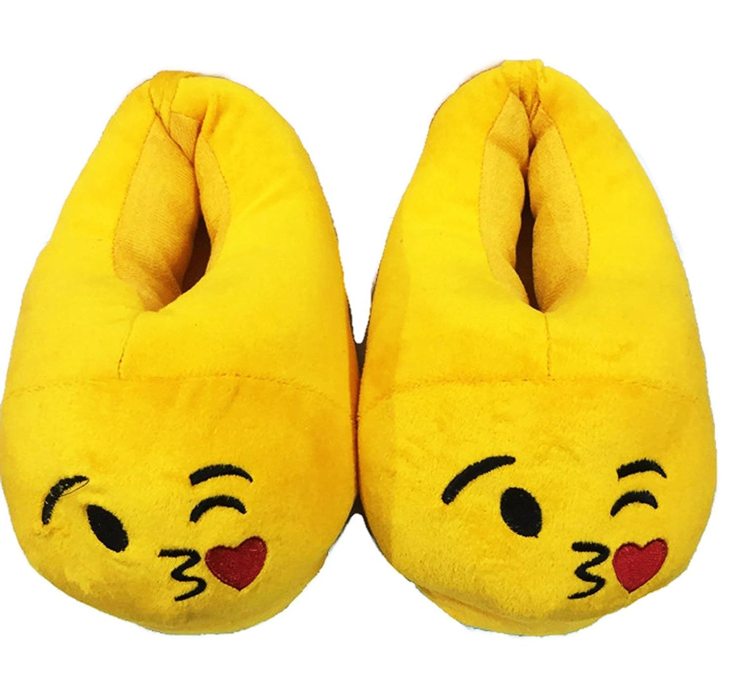qualtos unisex plush emoji smiley moody slippers (free size, yellow)