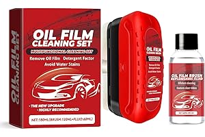 Lysoform Automotive Oil Film Cleaning Brush, One-Piece Automotive Oil Cleaning Brush, Reusable Oil Film Cleaning Brush, Rain and Fog Proof Glass Cleaning Board, 120ml Capacity+60ml Supplements.