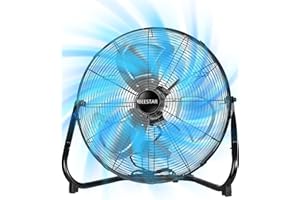 BEESTAR 20 Inch Floor Fan,High Velocity Fan with 3-Speeds&Adjustable Tilting Head,Heavy Duty Metal Industrial Fan for Shop, Garage,Commercial, Residential, and Greenhouse,Black (20 INCH)