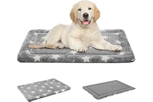 EMPSIGN Dog Crate Pad - Reversible Kennel Mat (Cool & Warm), Machine Washable, Cozy Star Pattern Sleeping Pad for Small Medium Large Dogs, All-Season Pet Bed, Suitable for 30"x20" Dog Crate, Grey
