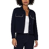 Liverpool Los Angeles Cropped Shacket with Chain Trim