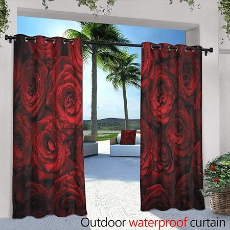 Amazon Com Loveeo Dark Red Grommet Curtain Image Of Red Roses