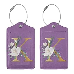 2 PCS Flower Lette K Luggage Tag for Suitcases