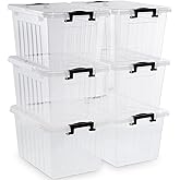 Citylife 24L Clear Plastic Storage Bins with Lids Stackable and Nestable Storage Boxes with Lids Large Plastic Storage Contai