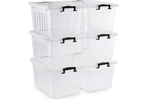 Citylife 24L Clear Plastic Storage Bins with Lids Stackable and Nestable Storage Boxes with Lids Large Plastic Storage Contai