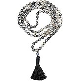 AWAKEN YOUR KUNDALINI Dragon Vein Agate Mala Necklace – 8mm 108 Beads, Meditation & Healing