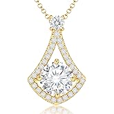 Moissanite Necklace Pendant Gift for Women, 925 Sterling Silver 18K White Gold Vermeil Hypoallergenic 1.0-4.0CT Moissanite Valentines Pendant for Her, Anniversary Day, Birthday, Wedding - to My Wife, Mom
