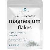 DEAL SUPPLEMENT Pure Magnesium Flakes Bath Soaks, 10lbs - Natural Epsom Salt Substitute | High-Absorption Chloride | Hydrates Skin &amp; Promotes Relaxation - Unscented