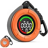 3-in-1 Portable Carbon Monoxide Detector for Travel, Portable Travel CO Detector Rechargeable CO Alarm with Temperature & Humidity Display, Travel Carbon Monoxide Detectors for RV, Camping (Orange)